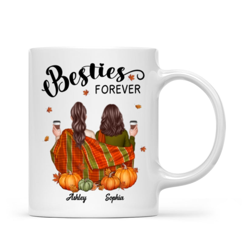 Fall Season Best Friends Sisters With Blanket Personalized Mug